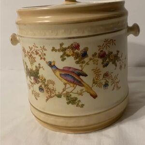 Antique Vintage 1920's Crown Ducal Canister with Bird Design and Lid England